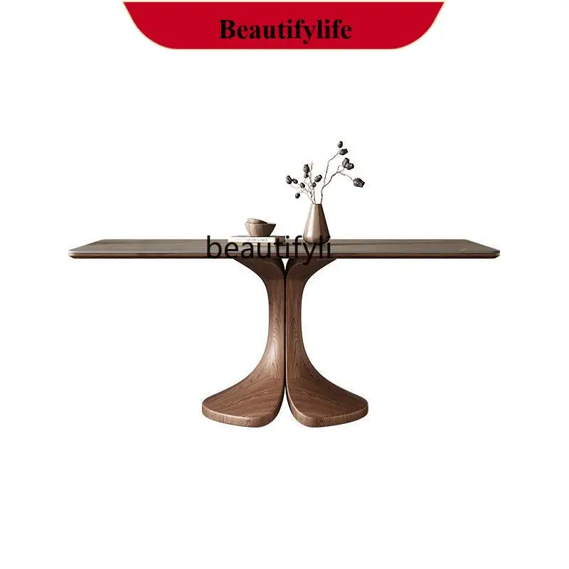 z183 Wabi Sansan Solid Wood Slate Dining Table and Chair Ash Walnut Modern Simple Home Designer