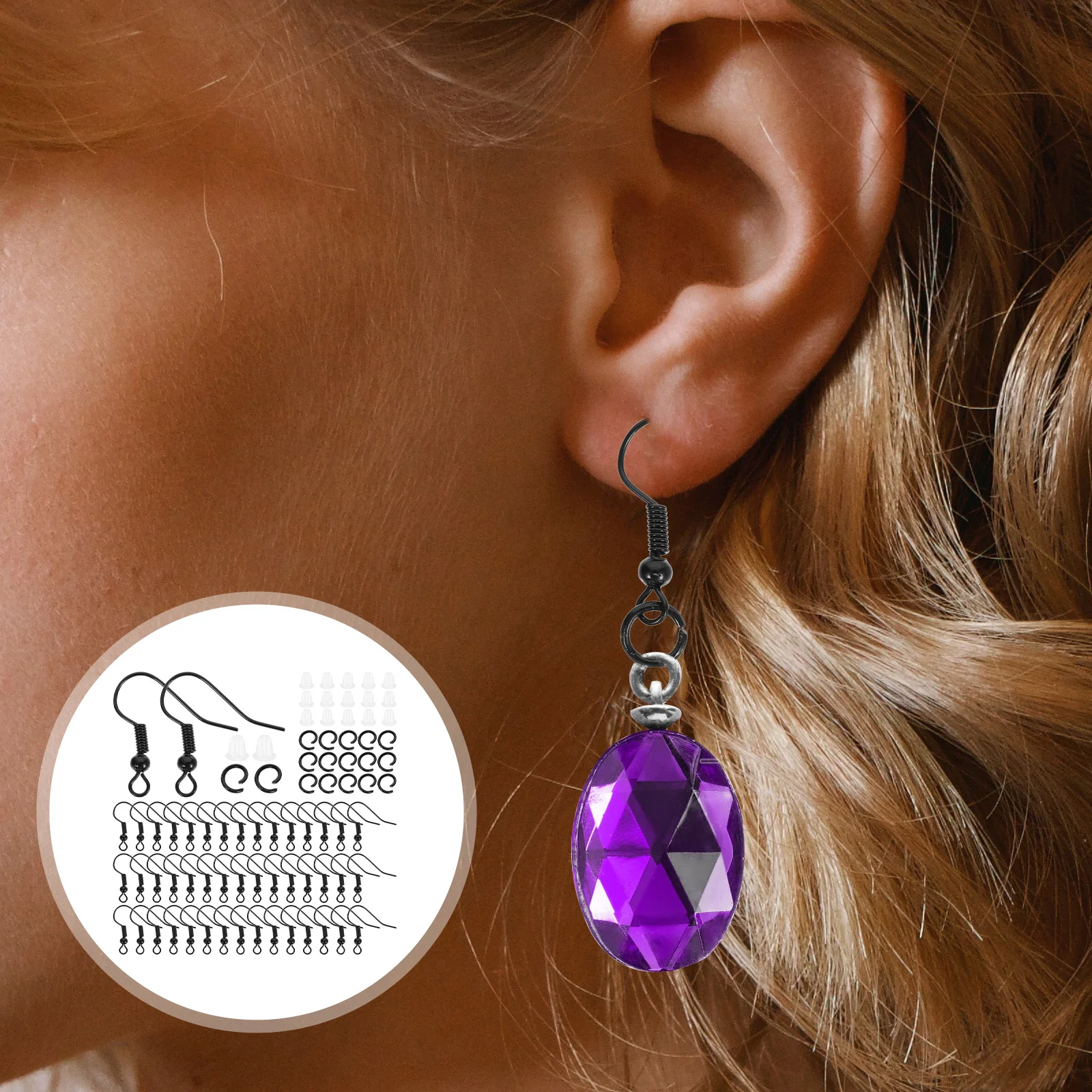 

1Set Earrings Hook Coil Ball Style Black Lightweight Durable DIY Earring Parts Accessories Jewelry Supplies Ear Jewelry DIY