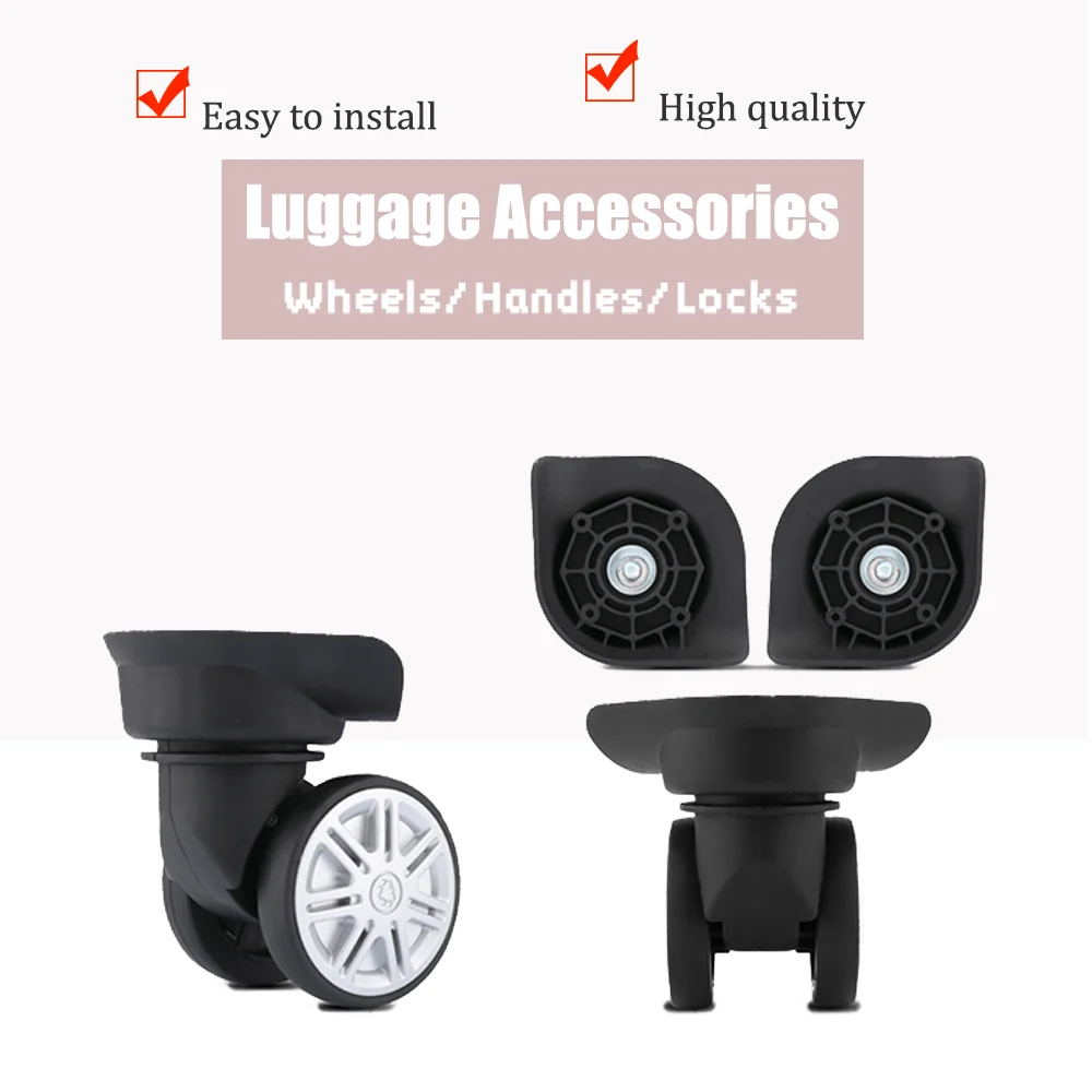 Sturdy Suitcase Wheels Replacement Set High Quality Rolling Casters For Hard Shell Luggage Noise Reduction Design Black