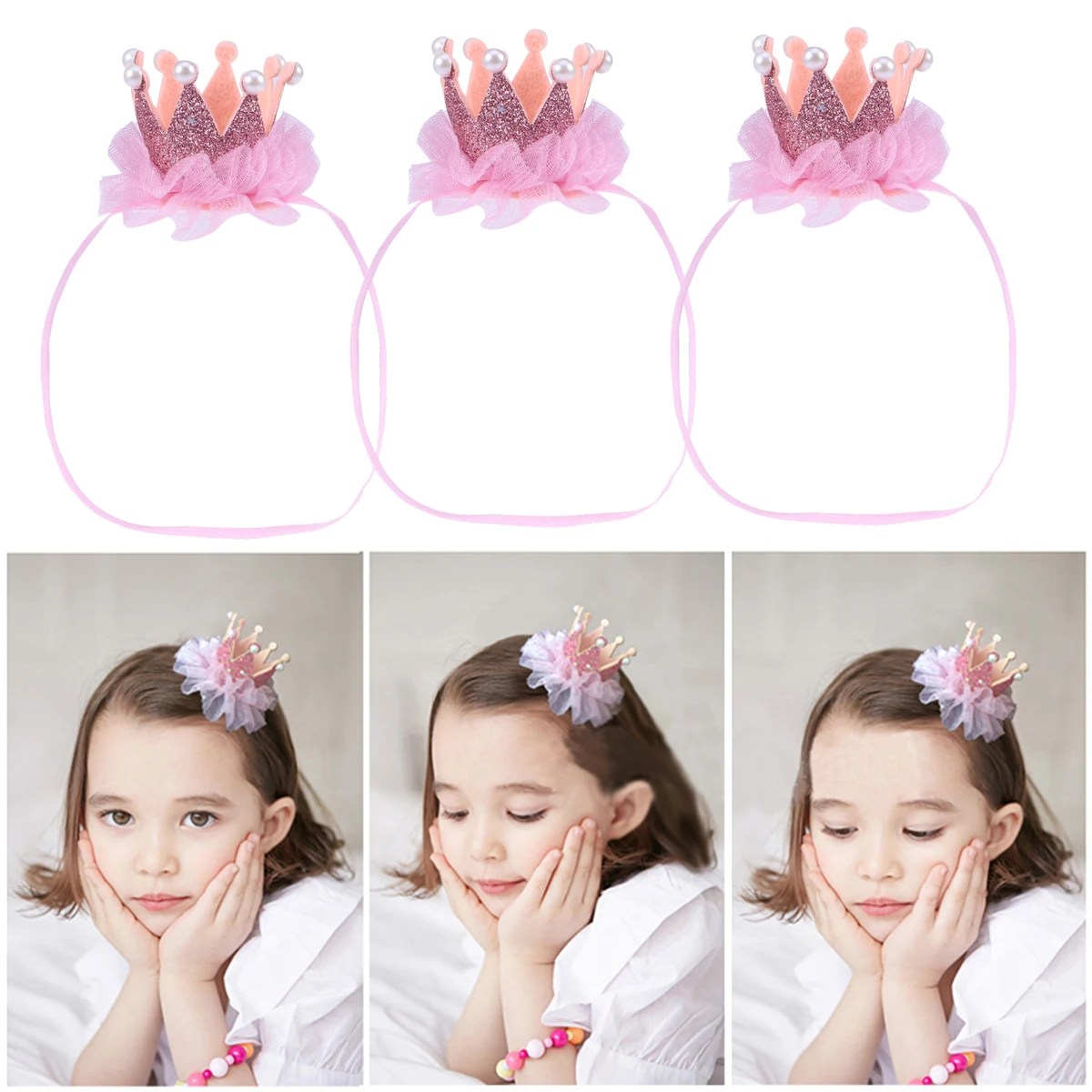 

Pink Crown Baby Hairbands Elastic Headbands for Girls Newborn Photo Props Infant Accessories Soft Stretchy Large Elasticity