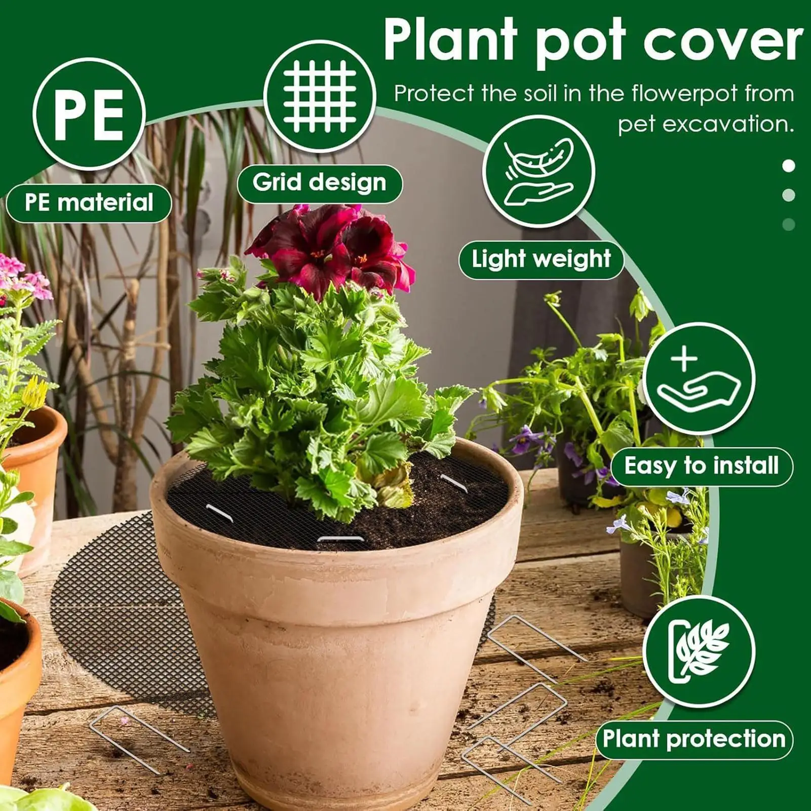 Plant Soil Cover For Cats 10 Pieces Mesh Grid With 10 Stakes Round Indoor Plant Protector From Cats For Indoor Gardening Moss