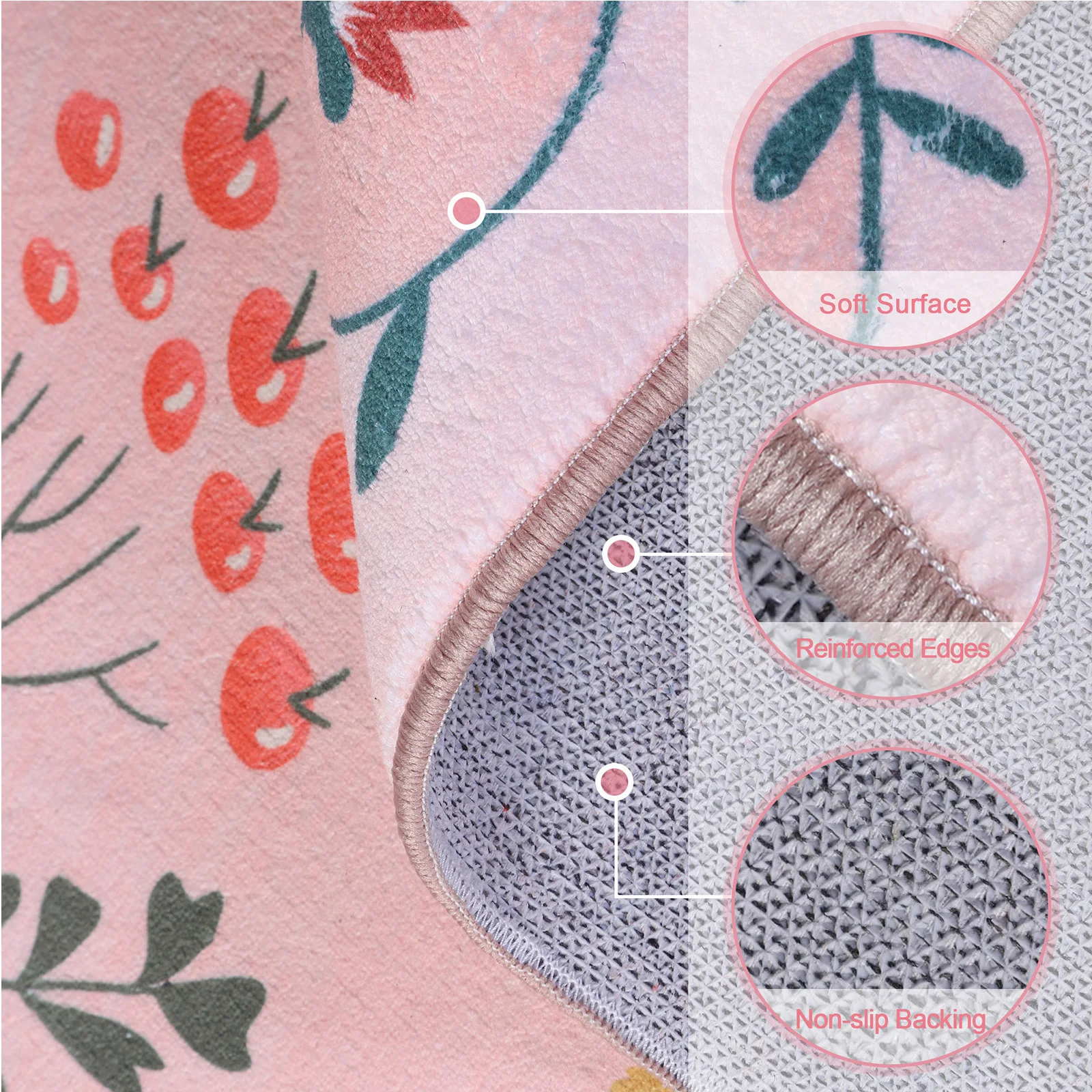 Karpet Area 5x7 Boho, Dapat Dicuci, Anti Selip, Karpet Lantai Bulu Pendek, Karpet Indoor Motif Bunga untuk Ruang Tamu, Kamar Tidur, Dapur, Ruang Makan