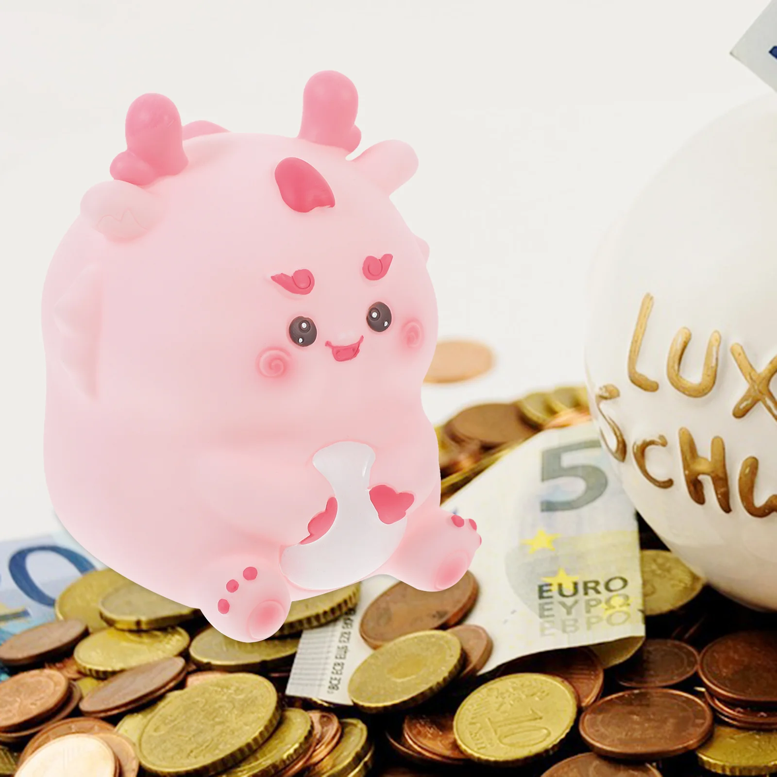 愛らしい漫画風ドラゴンのビニール製貯金箱、子供向けのクリエイティブな貯金箱、新年の贈り物、かわいい貯金箱、コイン貯金ポット