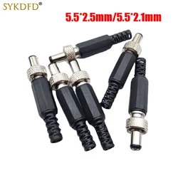 1Pcs Lockable 5.5x2.1/5.5x2.5 mm DC Male Power Plug with Screw Nut Locking Connector Black