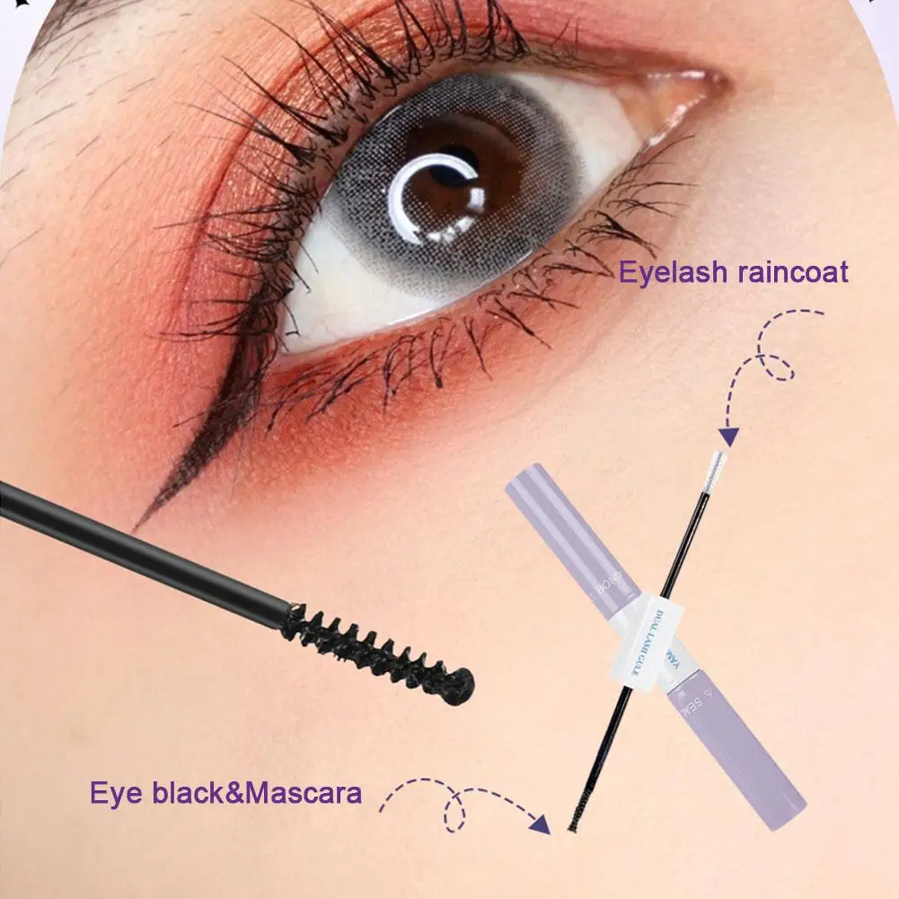 Máscara de pegamento de pestañas negra doble, duradero, enlace seco, impermeable, rápido, sellado de maquillaje, revestimiento transparente, sujeción fuerte, ojo, L3v5