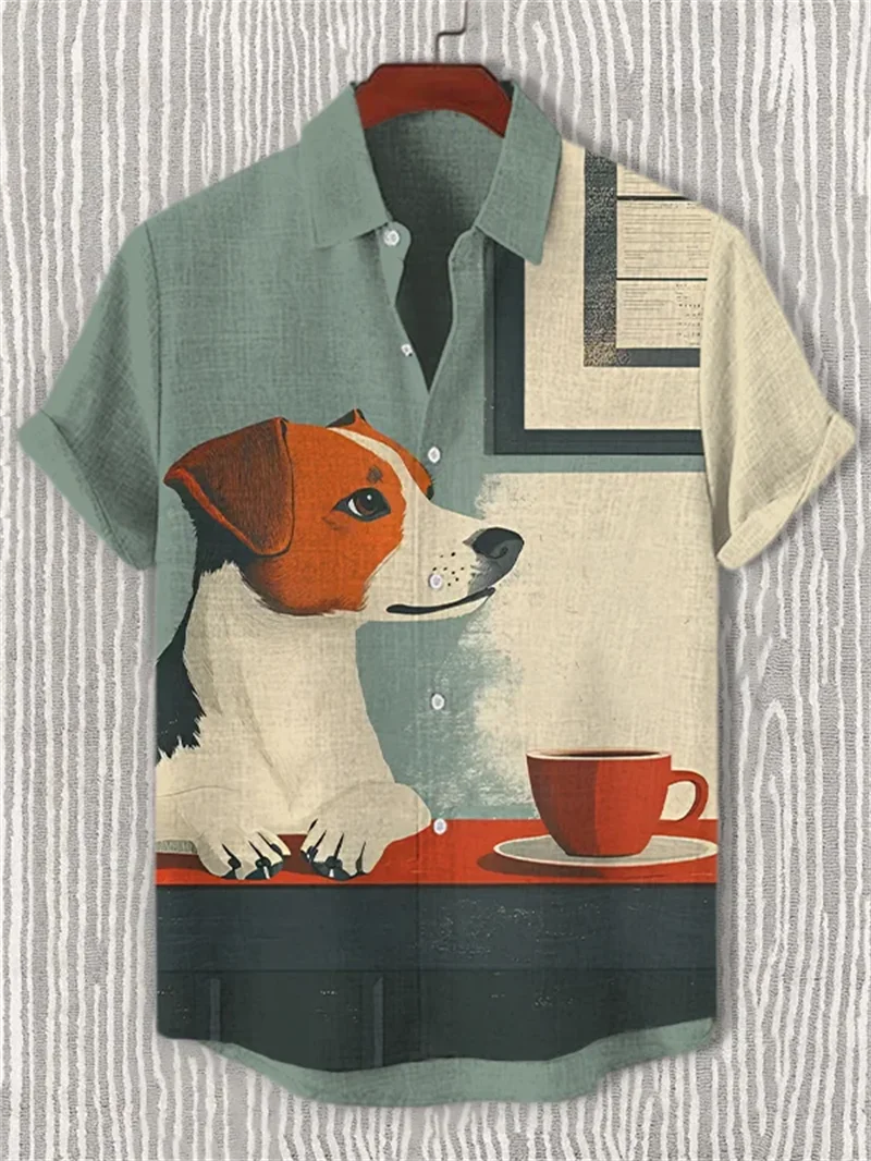 Men's Cat Pattern Short Sleeve Hawaiian Shirt
