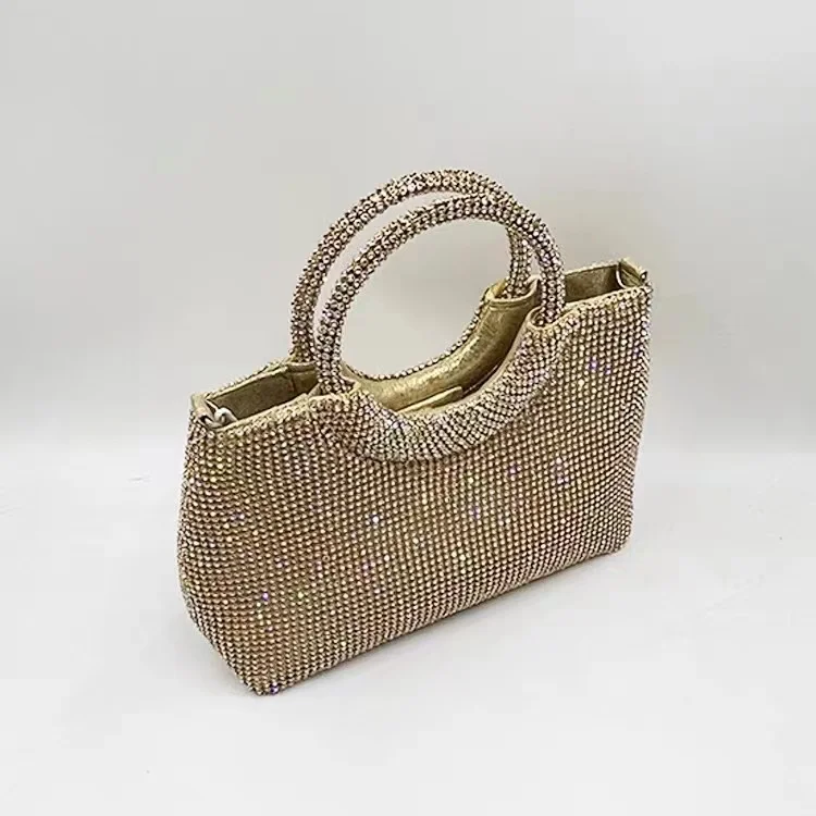 Luxury Satin Square Bag Women\'s Handbag Glitter Shiny Rhinestones Diamonds Evening Bag Wedding Party Clutch Purse Shoulder Bag