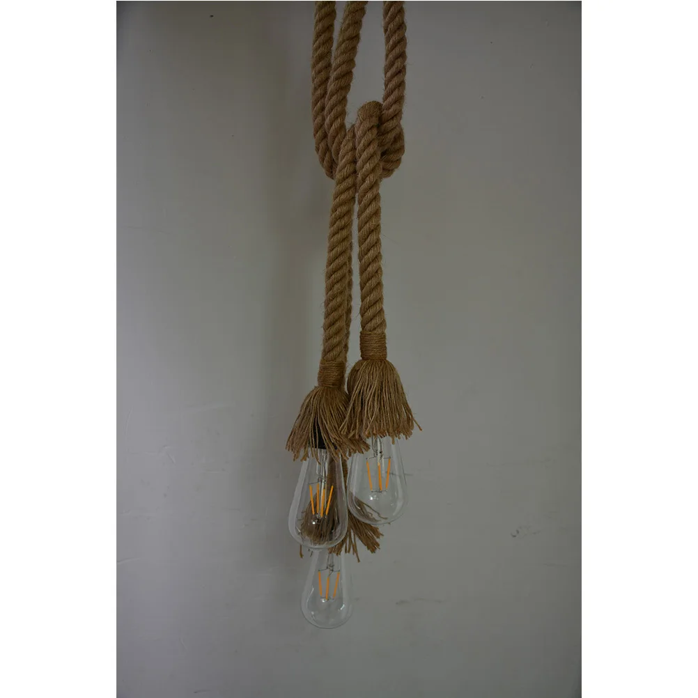 

Rope Light 1m Single Three Head Hemp Pendant Lamp Rustic Hanging for Home Bar Shop E27 Lamp Rope Light Decorative Lights
