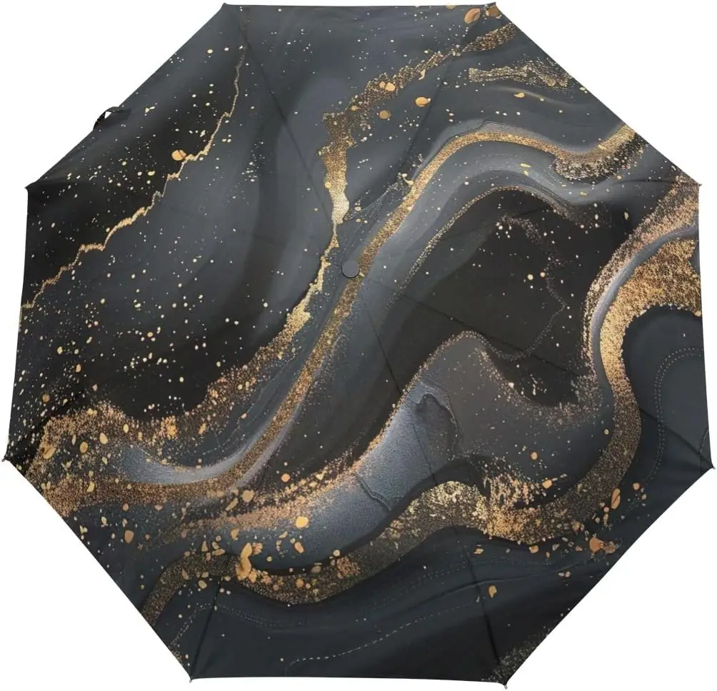 

Marble Folding Travel Umbrella Modern Abstract Geometric Marbling Umbrella Windproof Lightweight Parasol Umbrella Sun & Rain