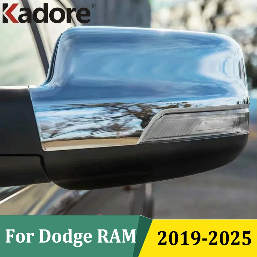

Для Dodge Ram 1500 2019-2025 хромированная крышка зеркала заднего вида на боковую дверь, накладки, наклейка, внешние аксессуары автомобиля