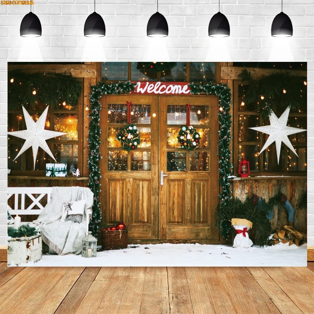

Christmas Day New Year Party Photography Backdrops Prop Window Living Room Interior Xmas Tree Snow Theme Photo Background BG36