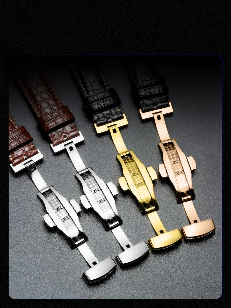 أحزمة ساعات تمساح أصلية ، حزام متين مقاوم للماء ، لونجين ، أوميجا ، كارتييه ، ميدو ، دانيل ، 14 ويلينغتون ، 16 ، 17 ، 18 ، 19 ، 20 ، 22