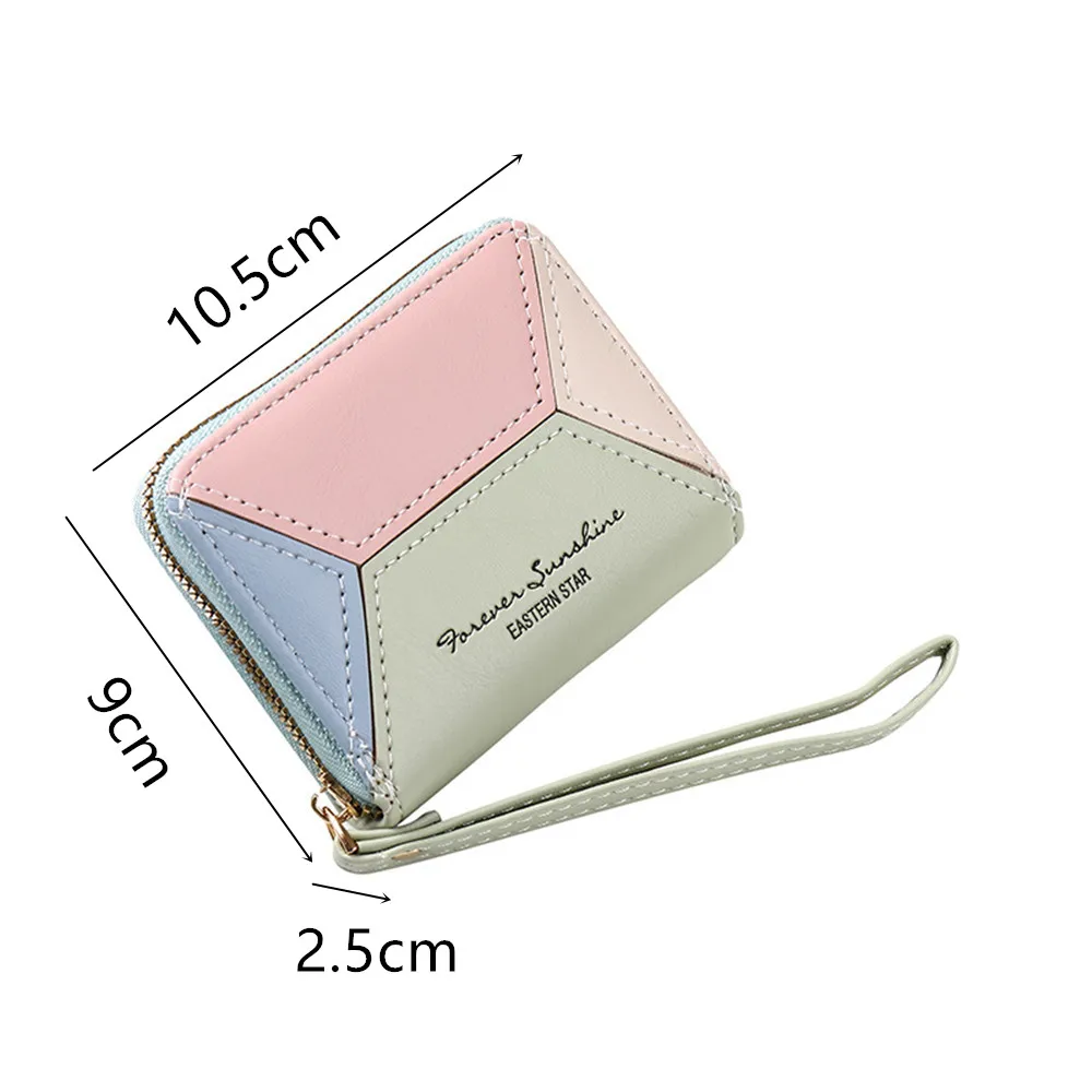 Korean Fashion Women Short Wallet PU Leather Coin Purse Zipper Change Purses Large Capacity Multi-card Card Holder Zipper Pouch