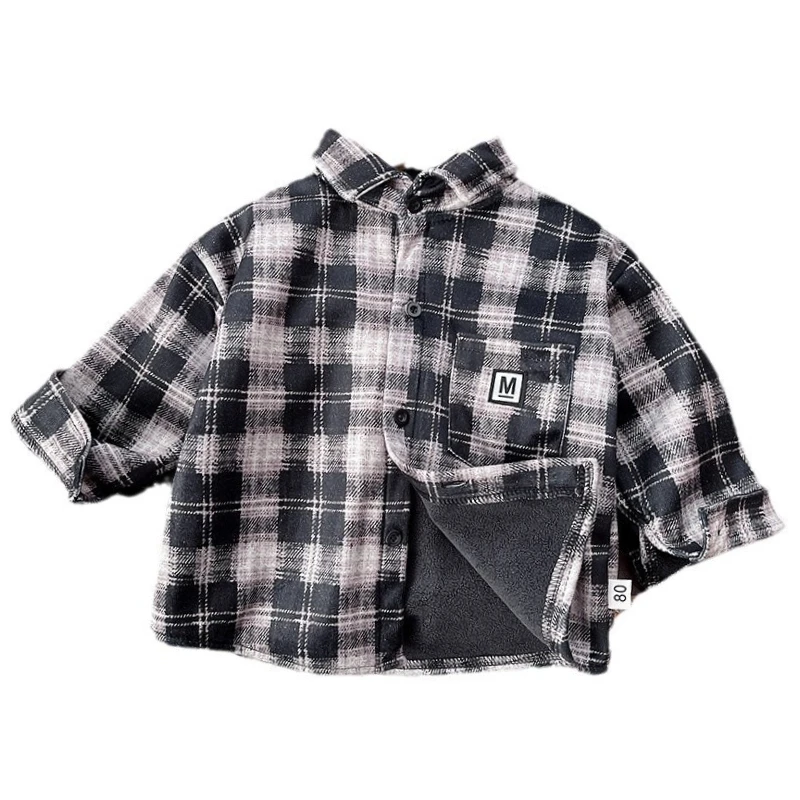 

New Autumn Winter Baby Clothes Children Boy Long Sleeved Plaid Thick Warm Jacket Toddler Clothing Infant Costume Kids Sportswear
