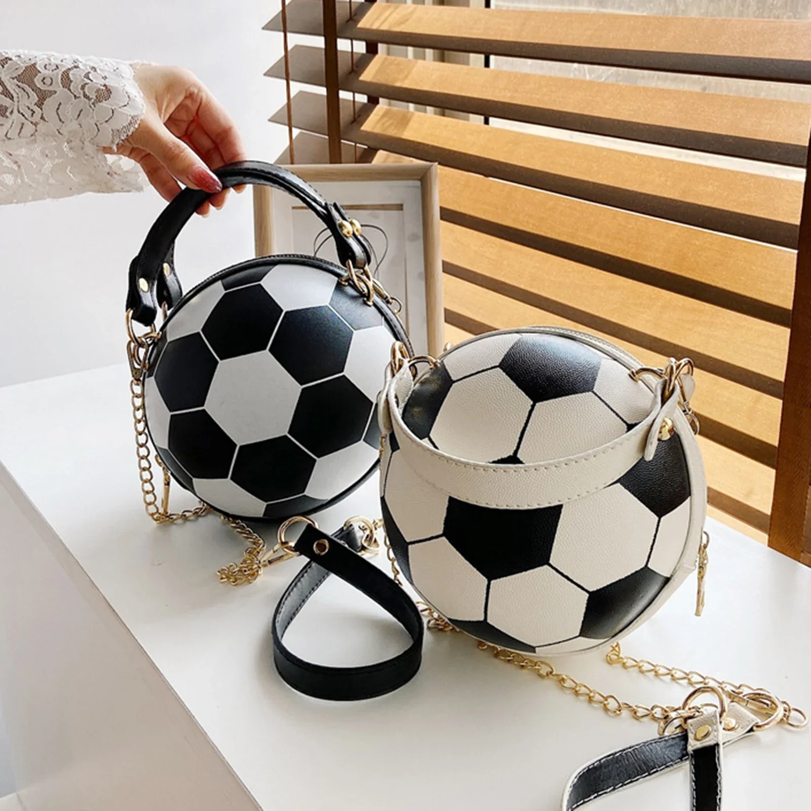 Fashion Chic Women Ball Handbag Round Basketball Football Party Dress Faux Leather Crossbody Girls Coin Purse Shoulder Bag