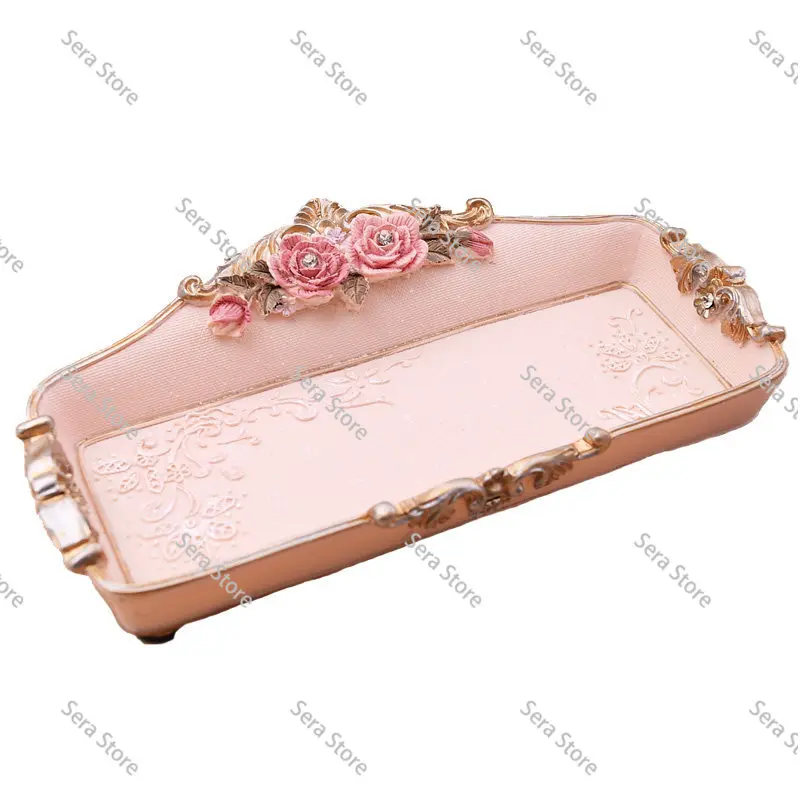 European Vintage Princess Resin Jewelry Storage Tray, Korean Home Decoration Palace Makeup Pen Tray
