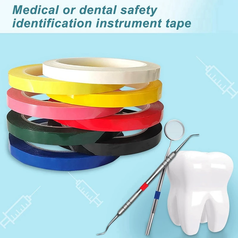 16 Rolls Of Tape For Instruments Identification, 216 Ft/L X 0.4 In/W Colors Autoclave Tape - Autoclavable 270°F(8 Color)