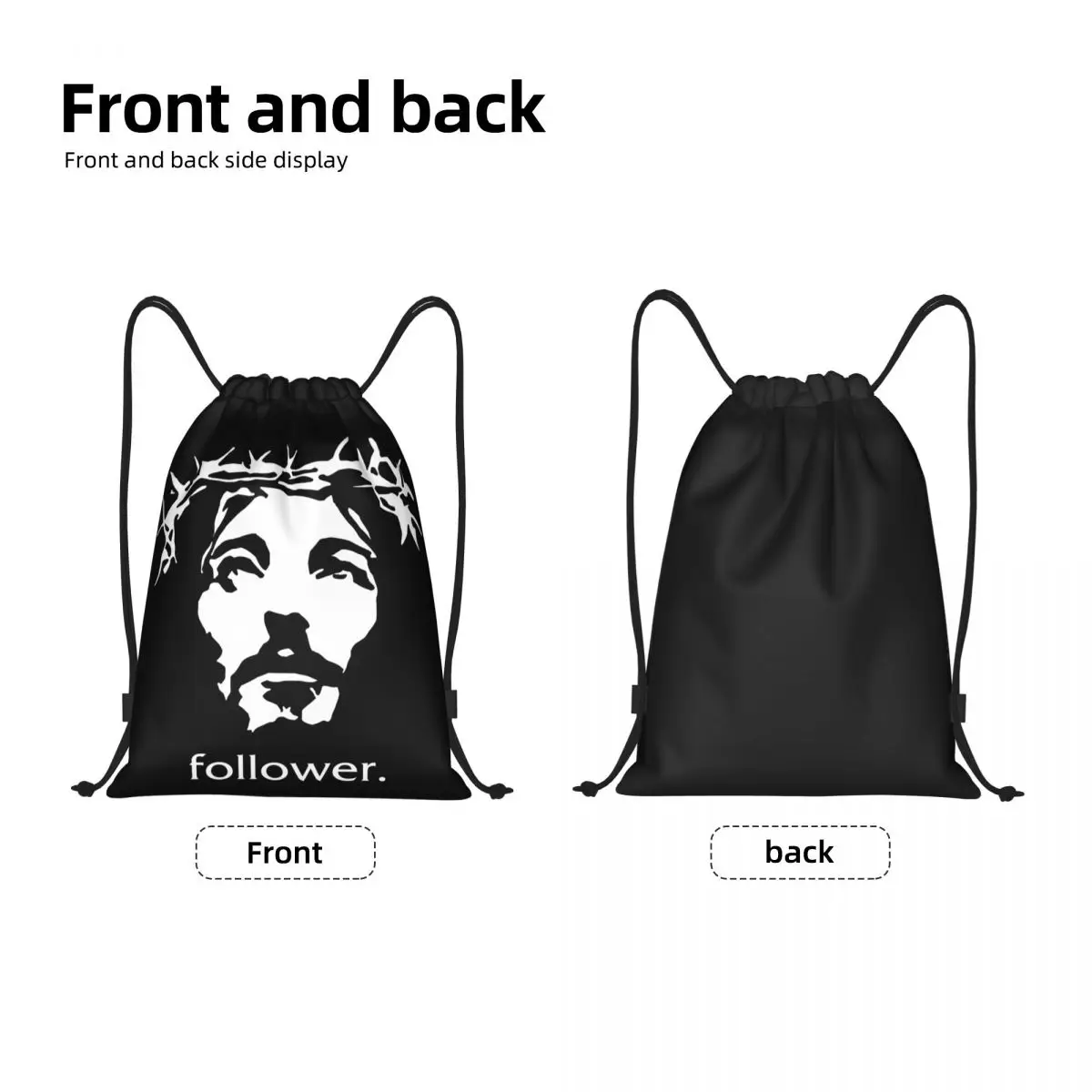 Funny Follower Jesus Cristo Drawstring Mochila Sports Gym Bag para Homens Mulheres Fé Christian Training Sackpack