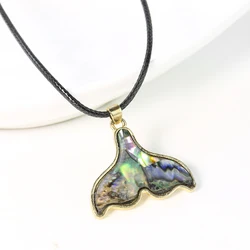 Natural Abalone Shell Fish Tail Pendant Romantic Mermaid Colorful Seashell DIY Necklace for Women Jewelry Making Accessories