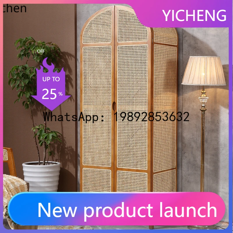 X1  solid wood rattan woven casual rattan art dress simple two-door bedroom locker