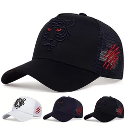 1piece Unisex Tiger Head Embroidery Baseball Caps Spring and Autumn Outdoor Adjustable Casual Hats Sunscreen Hat 