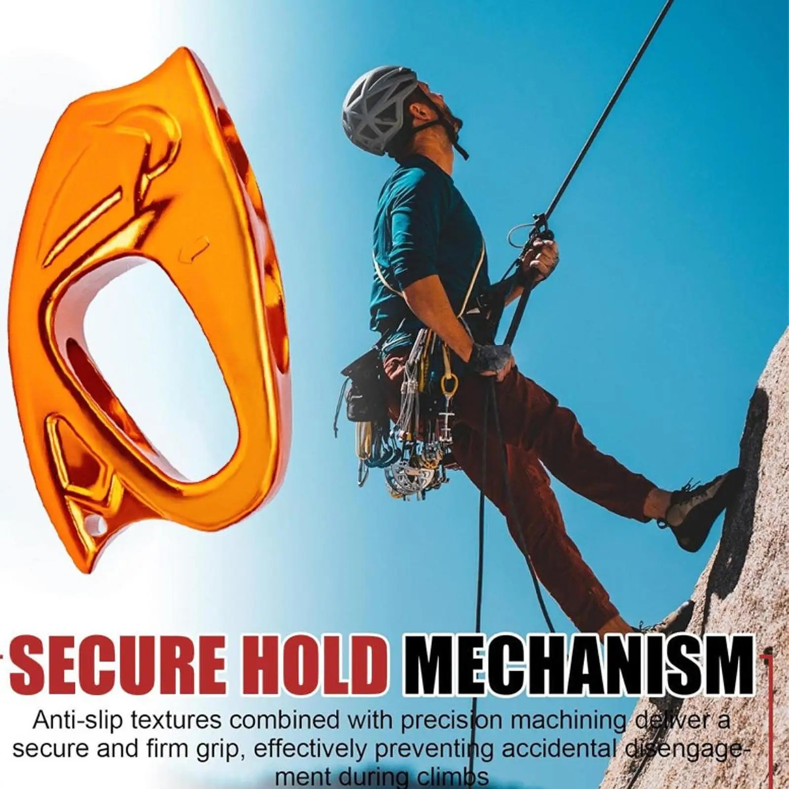 Grip d'escalade autobloquant pour cordes de 9-10 mm, idéal pour l'alpinisme, l'arboriculture et l'équipement de rappel