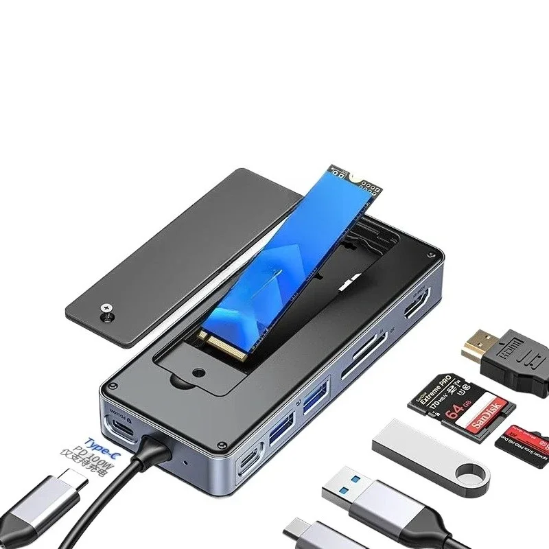 

M2 hard disk box docking station Gigabit network port TF/SD card multi-port reading high definition 4k transmission