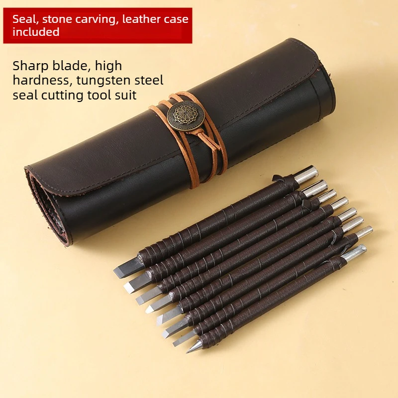 

8/10 Pcs Tungsten Steel Stone Stamp Engraving Kit Professional Chisel Wood Seal Stone Carving Cutting Blade Hand Tool Set