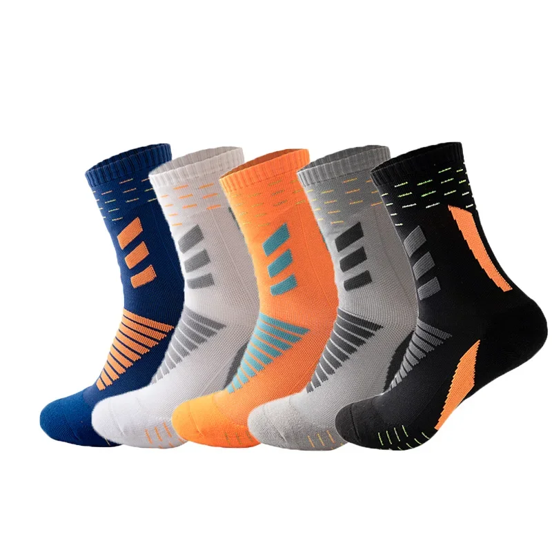 5Pairs Professional Super Star Basketball Socks Elite Thick Sports Cycling Socks Durable Skateboard Towel Bottom Socks Stocking