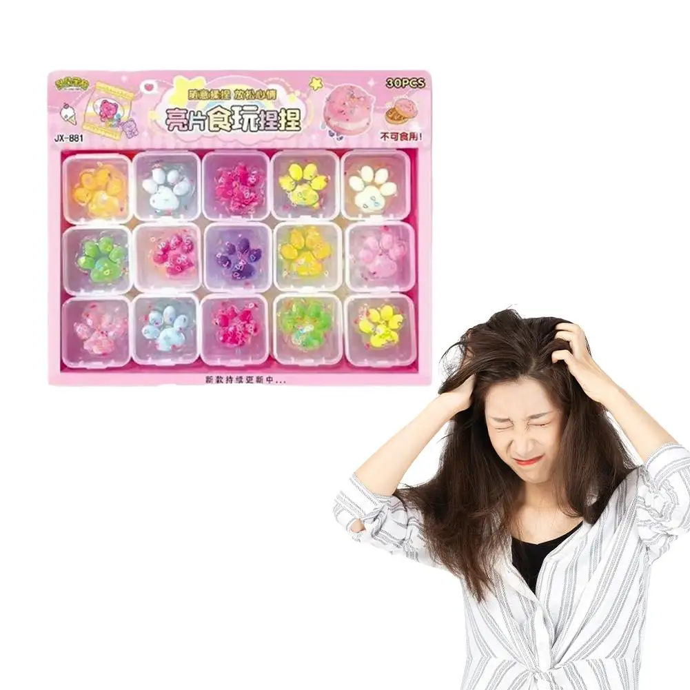 Zampa di gatto con paillettes Pizzico per bambini Decompressione Rimbalzo lento Morbido elastico Spremitura Zampa di gatto Giocattolo da spremere morbido Regali adorabili per bambini