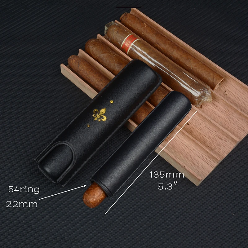 Leather Cigar Case Single Tube Cigar Holder 22mm Travel Cigar Humidor 5.3 inch Mini Cigar Box For Cuban Best Cigar Accessory