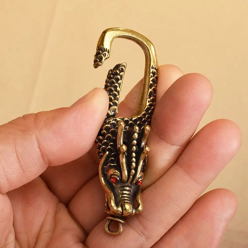 

High Quality Accessories Brass Keyring Buckle Quick Release Spring Hook Dragon head Keychain Outdoor Tool