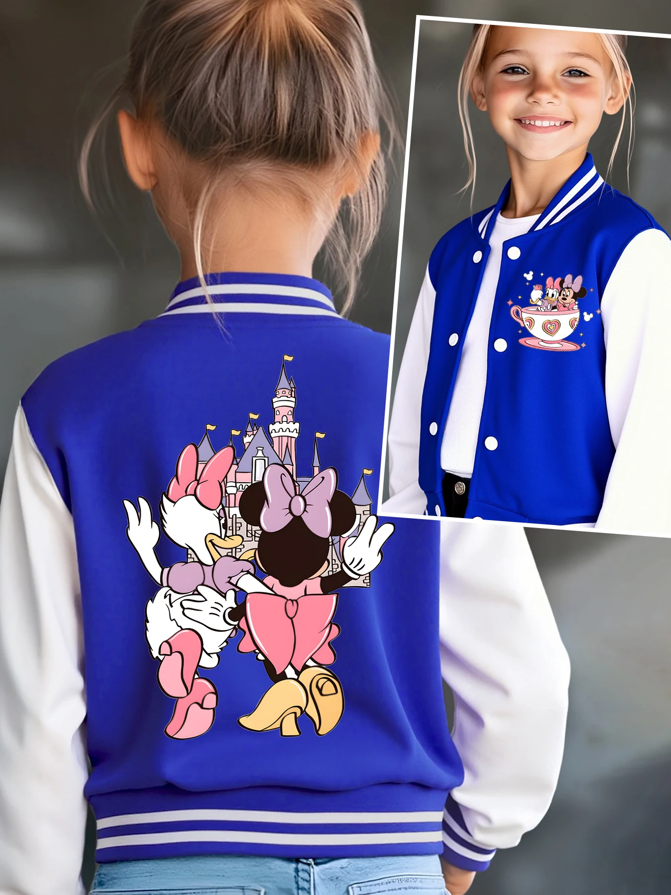 Модная бейсбольная куртка Disney, подходящая для повседневной спортивной и повседневной одежды, с принтом милого рисунка Минни, хороший подарок.