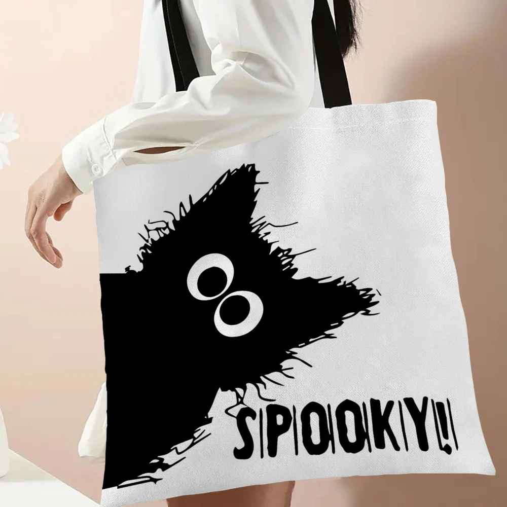 Halloween Large Tote Bag Halloween Friends Gift Shopper Halloween Party Gift Shopping Bag Reusable Shopping Bag 7.25