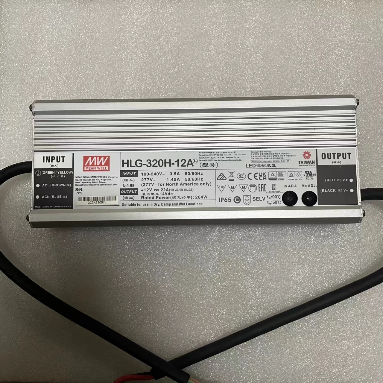 MEAN WELL LED電源 HLG-320H HLG-320H-12A HLG-320H-15A HLG-320H-20A