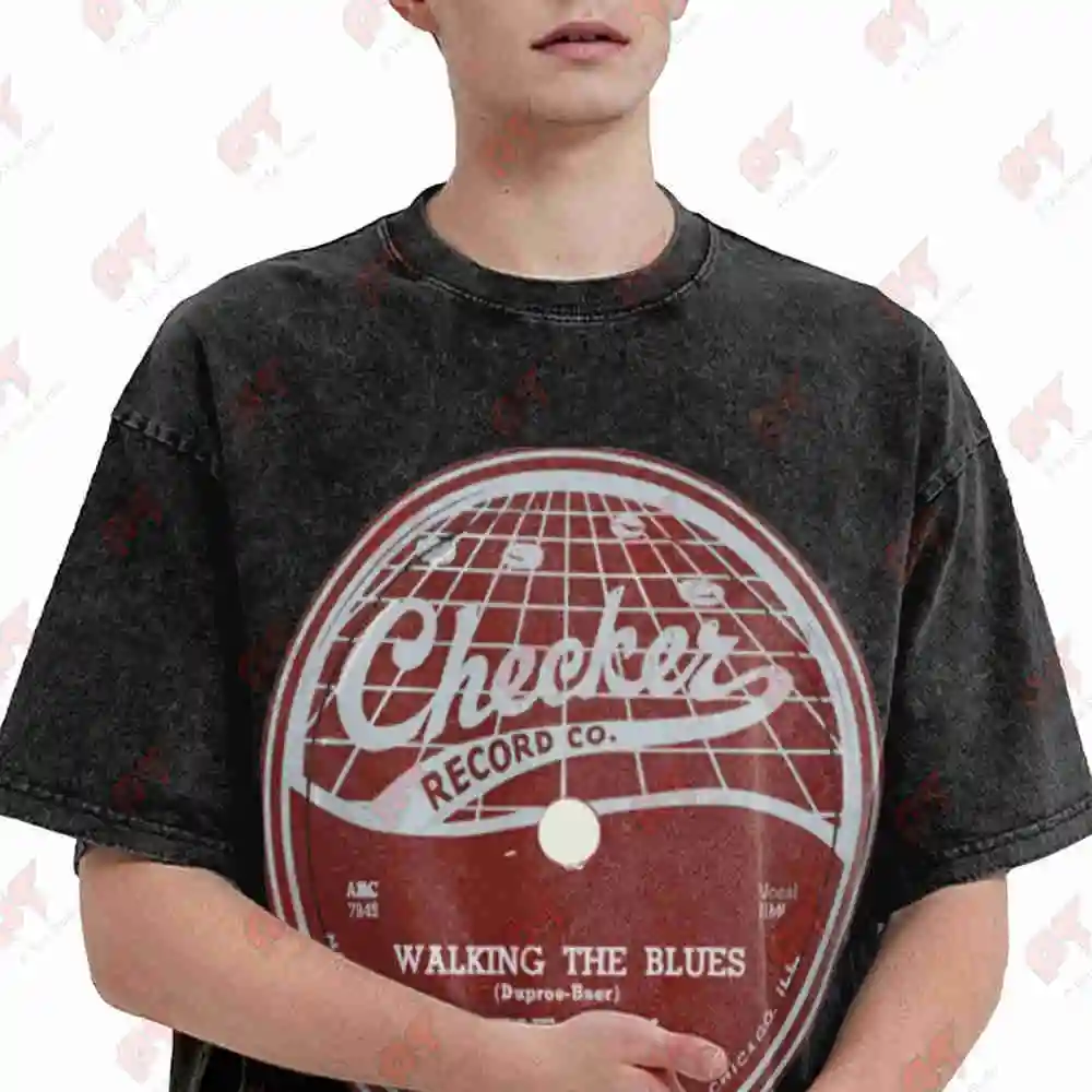 Willie Dixon Checker Records 78 RPM Vintage Washed Tee Pure Cotton T-Shirt