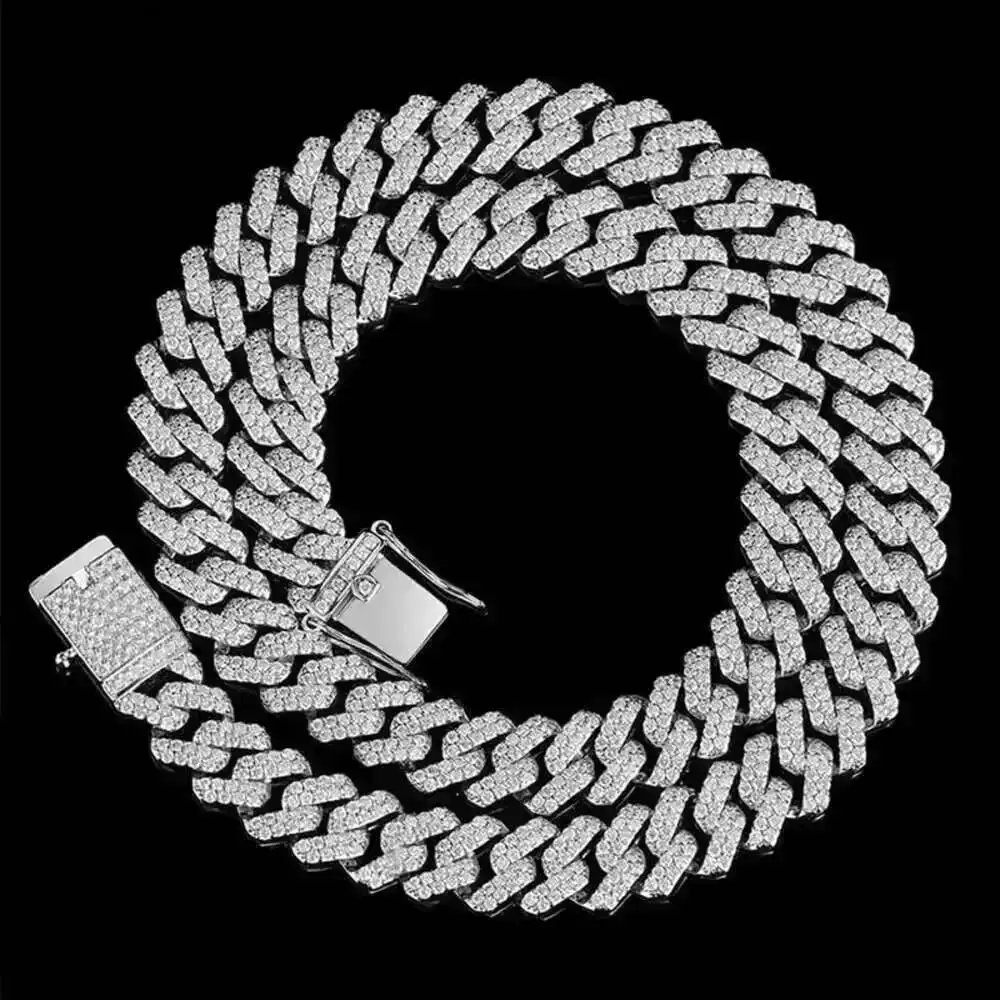 

925 Sterling Silver Moissanite Cuban Link Chain Iced Out Hip Hop Necklace Gia Certificate Vvs Vs Diamond Fine Jewelry Necklace