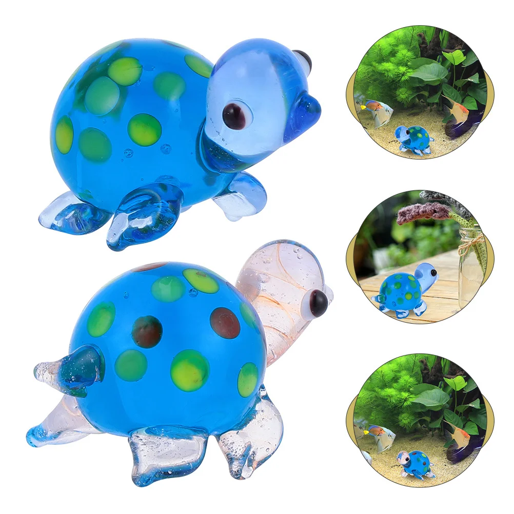 

2Pcs Colorful Glass Turtle Ornaments Polished Finish Safe for Fish Tank Aquarium Decor Home Desktop Decoration Party Favor