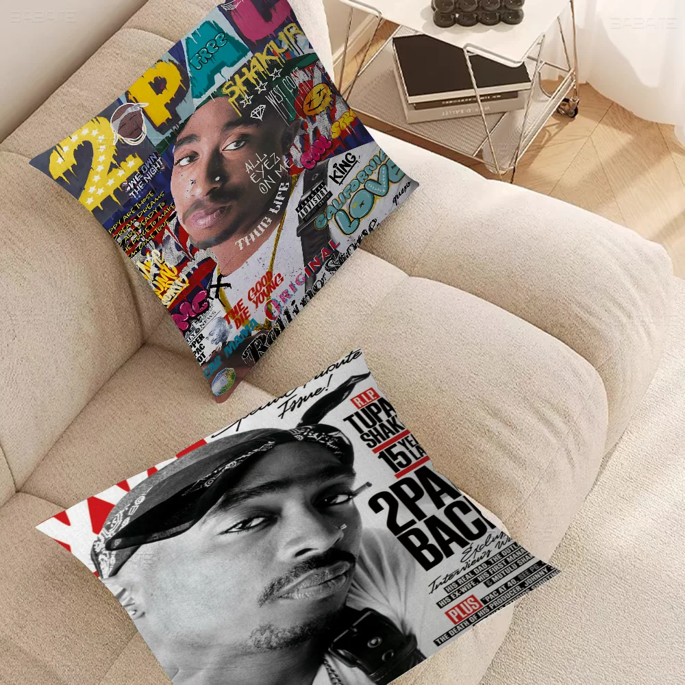 2PAC Tupac Shakur HipHop Cushion Cover Car Throw Pillow Case For Sofa Car Christmas Gift 40x40cm 45x45cm