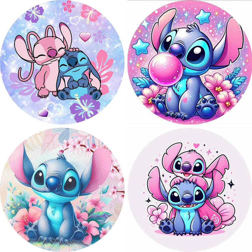 

Lilo & Stitch Theme Round Backdrop Cover for Girls Baby Shower Birthday Party Decoration Circle Backgrounds Photo Studio