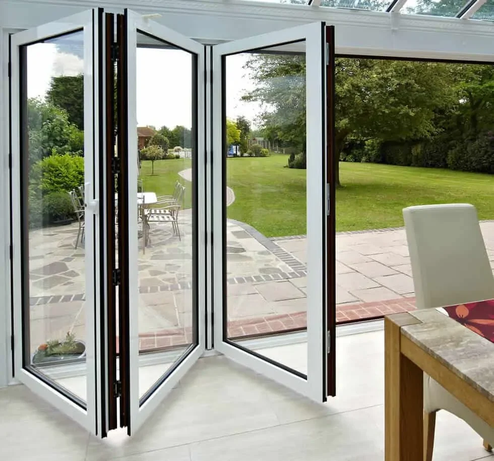 

Living Room Large Size Heavy Duty Folding Door Fashion Accordion Folding Doors Panoramic Manual Double Layer Glass Fold Up Doors
