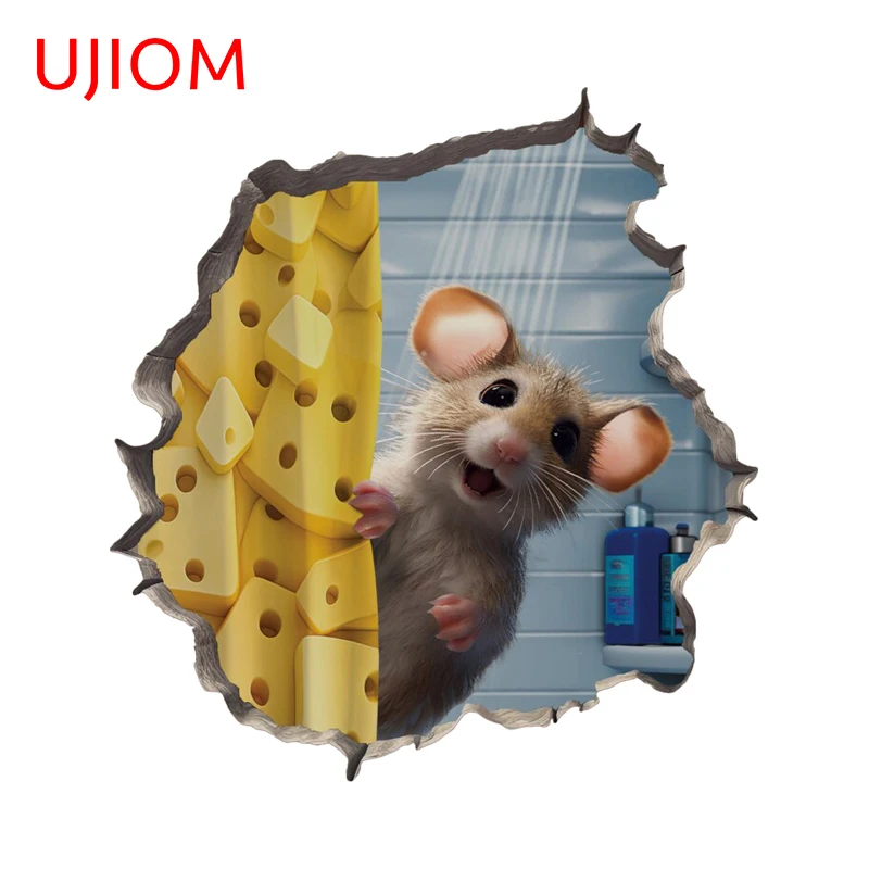 UJIOM Tear Cute Little Mouse Graphics Wall Sticker Fashionable Cartoon Wallpaper Decal Cool Personal Home Decoration Accessories