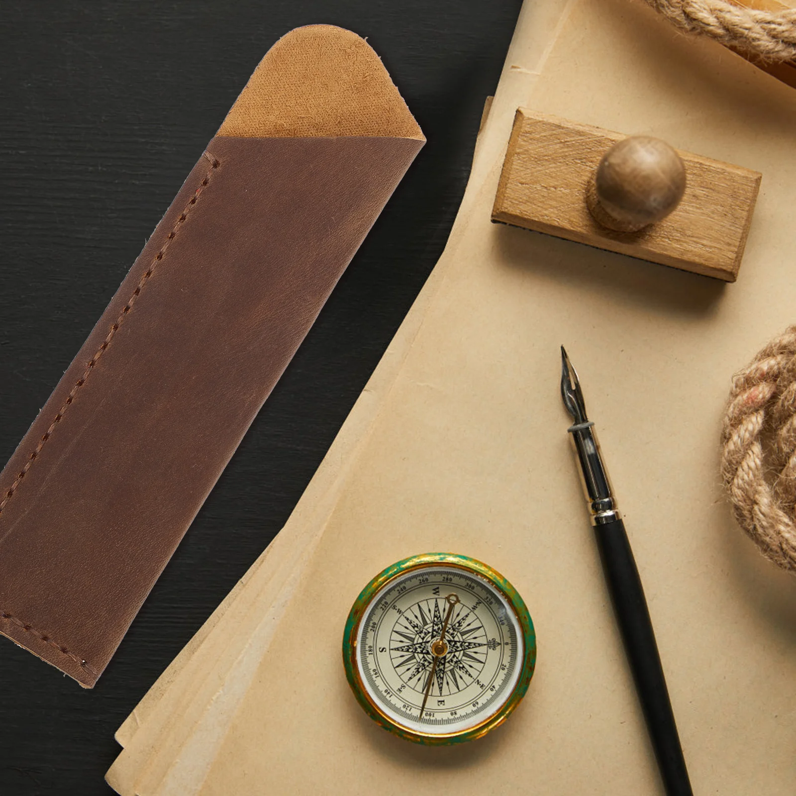 

Pen Case Holder Vintage Handmade Pens Pouch Protective Sleeve Cover Easy Insert Remove Pen Storage Bag for School Office