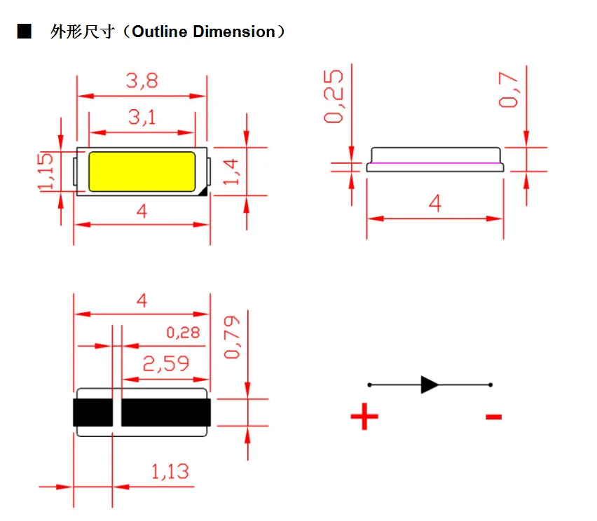 高品質のナチュラルライトビーズ,ランプ4014 SMD,4.0x1.4mm