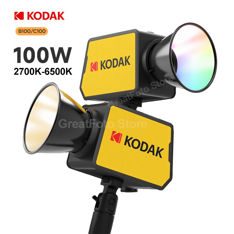 Kodak B100/C100 100W COB LED Light APP Control 2700k-6500K Handheld Photography Lamp Bowens Mount for Outdoor Video Shooting