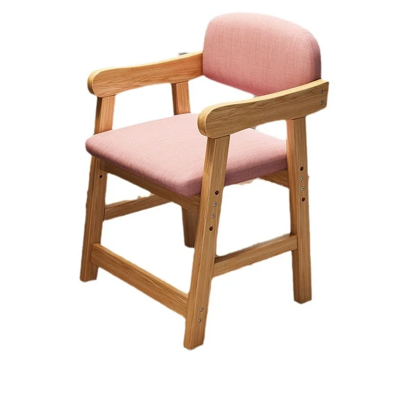 

Solid wood children's can be lifted and lowered, backrest seat, student writing sitting posture correction, desk chair, dining