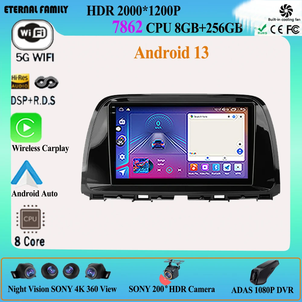 For Mazda CX5 CX-5 CX 5 2012-2015 2 Din Android 11 Car Radio Multimedia Video Player 4G+WIFI Carplay Headunit Bluetooth