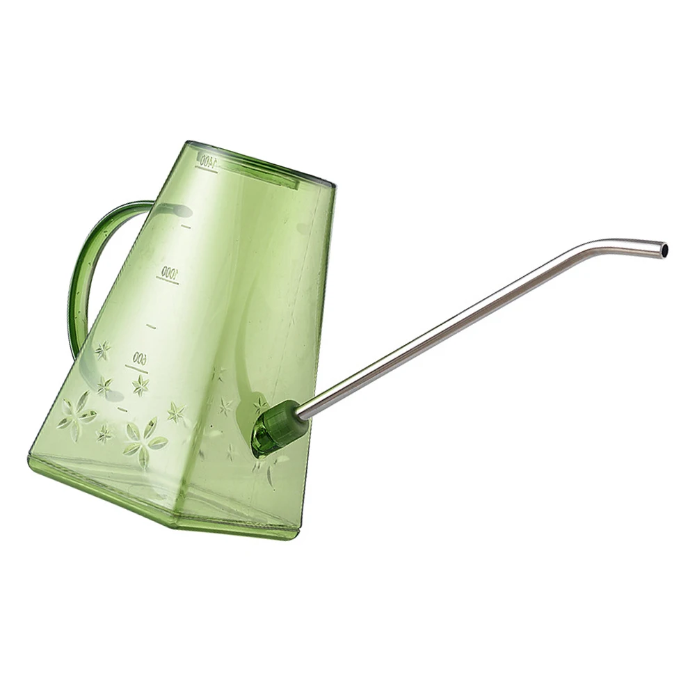 

1pc Plastic Stainless Steel Watering Can Ergonomic Handle Transparent Lightweight Long Spout Garden Supply For Indoor Outdoor