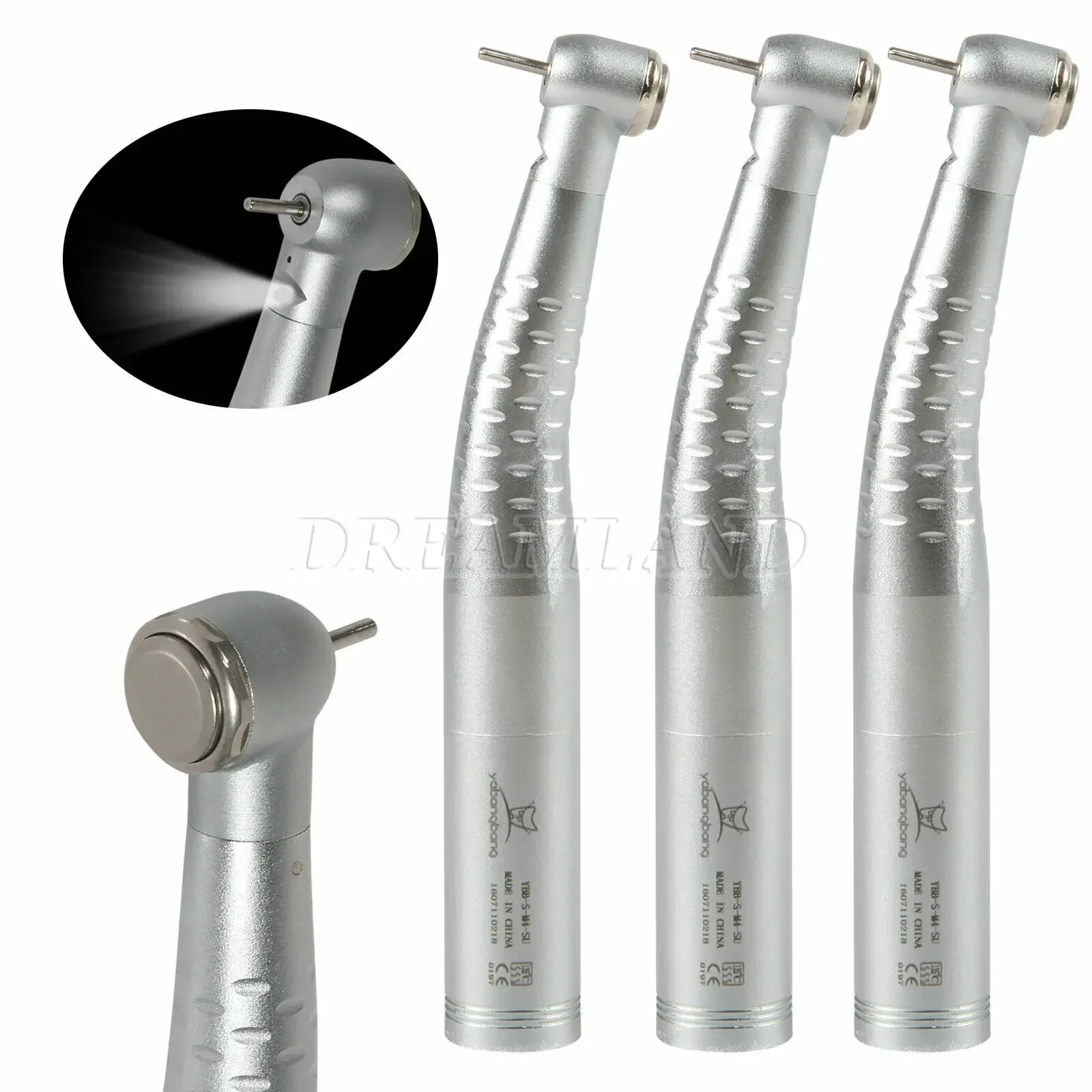 3PCS Dental Fiber Optic LED High Speed Handpiece Standard/Large Head Air Turbine Fit Kavo Quick Coupler 4/6 Holes