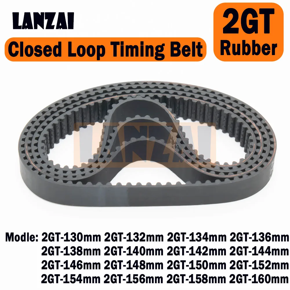 

LANZAI 2GT Rubber Timing Belt Closed Loop C=130 132 134 136 138 140 142 144 146 148 150 152 154 158 160mm W=6/10/15mm 3D Printer